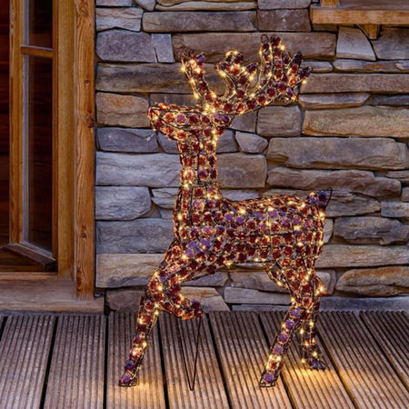 Renna a led marrone luce calda h 85 cm per esterno natale decorazione natalizia