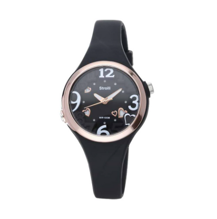 STROILI - Orologio las vegas cinturino nero in policarbonato, ghiera e dettagli oro