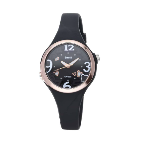 STROILI - Orologio las vegas cinturino nero in policarbonato, ghiera e dettagli oro