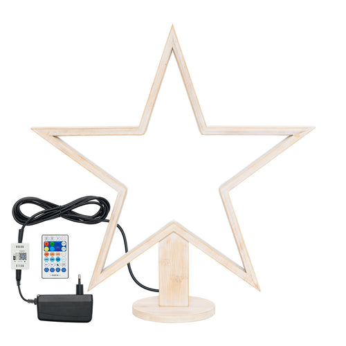 Decorazione luminosa stella natale 55 cm con base strip led multicolor per addobbi natalizi