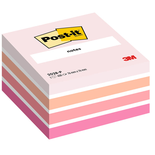 Blocco Cubo 450Foglietti Post-It 76X76Mm 2028-P Pastello Rosa
