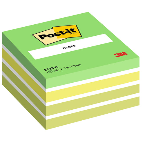 Blocco Cubo 450Foglietti Post-It 76X76Mm 2028-G Pastello Verde
