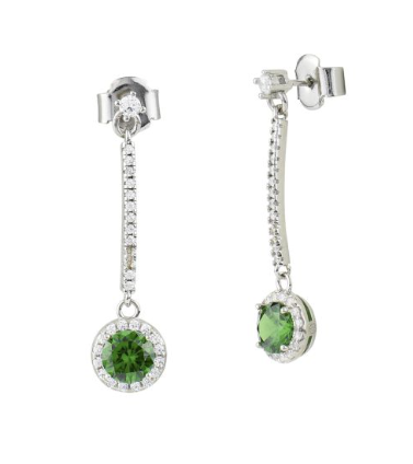 Boccadamo -  Orecchini pendenti lunghi con cristallo verde e zirconi