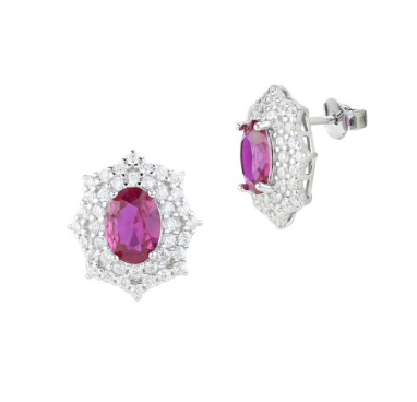 Boccadamo -  Orecchini a lobo con cristallo rubino e corona di zirconi