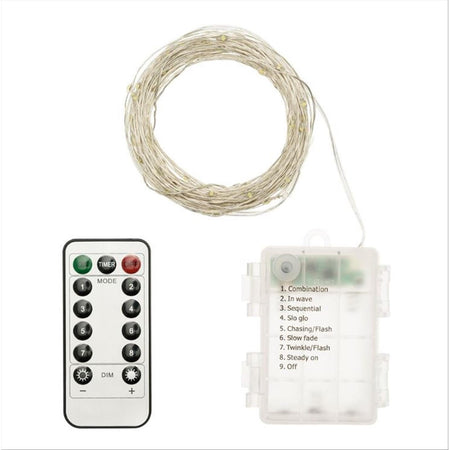 Luci di natale catena con Micro Led e filo in metallo a batteria per esterno