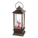 Palla di vetro con neve a forma di Lanterna natalizia con babbo natale a led h 27 cm