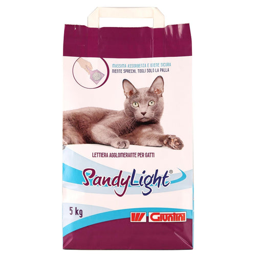 Sabbia per lettiera sandy light 5 kg agglomerante a palla per gatti