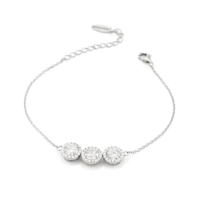 Boccadamo  -  Bracciale con centrale a tre cristalli bianchi e zirconi