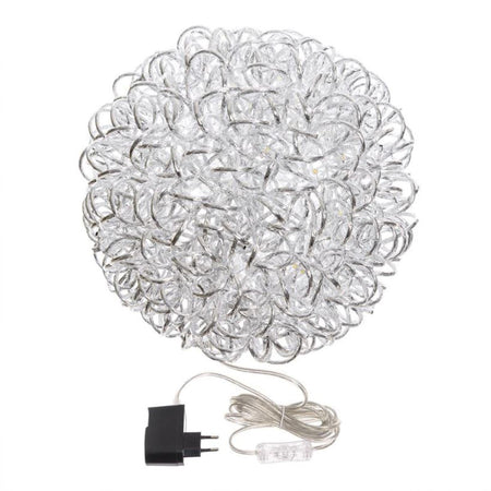 Sfera sfere alluminio argento 100 led 40 cm luce calda decorazione natale nataliza