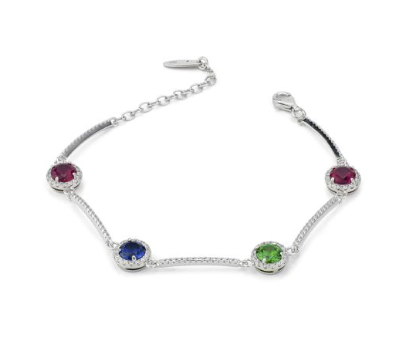 Boccadamo  - Bracciale con cristalli rossi, blu, verde e inserti di zirconi