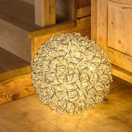 Sfera sfere alluminio argento 100 led 40 cm luce calda decorazione natale nataliza