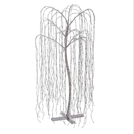 Albero natale luminoso piangente rami cadenti argento led luce fredda esterno