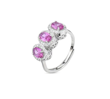 Boccadamo  -  Anello con cristalli ovali centrali rubino circondati da zirconi