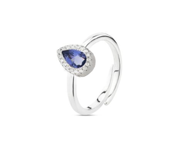 Boccadamo  -  Anello con cristallo a goccia tanzanite circondato da zirconi