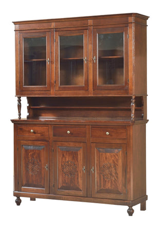 MOBILI 2G - Cristalliera 3 ante legno massello tinta noce 150 x 43 x 218 h