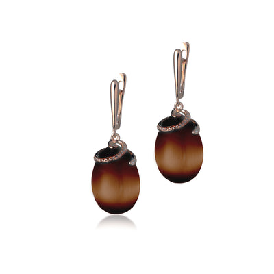 Tsars Collection - orecchini WINDROSE IN ARGENTO ROSA E ONICE