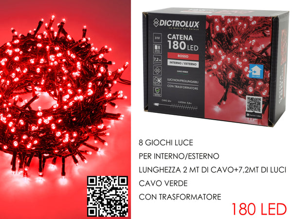 180 Luci Led Rosse per Esterno