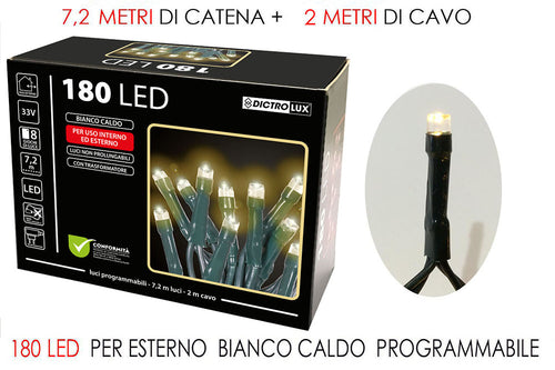 Luci 180 led bianco caldo programmabili