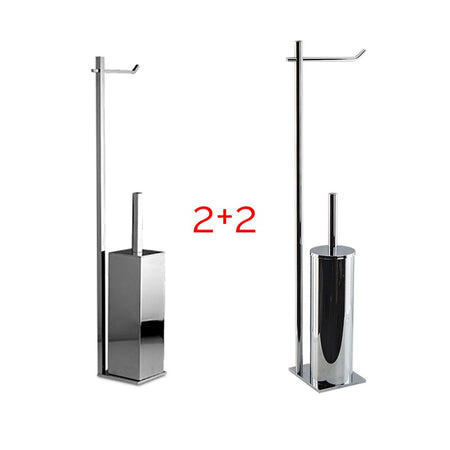 Dado + Slim- Confezione mista 4 pz 2 + 2 - piantane water da bagno in ottone cromato, base cm 10 x 10 e 10 x 12