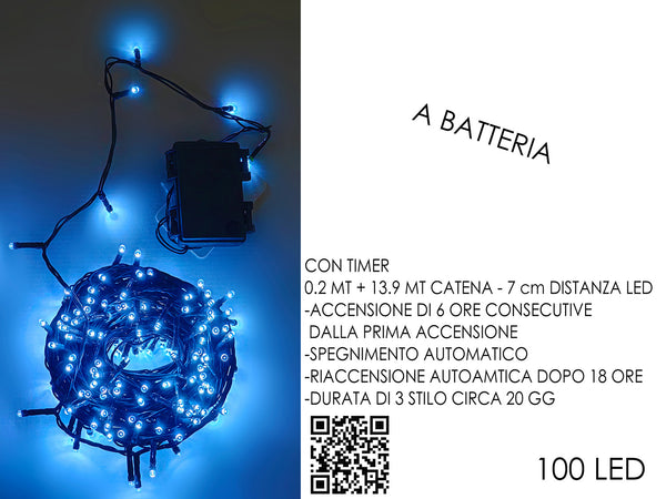 Catena Bianco Freddo 100 Led per Esterno