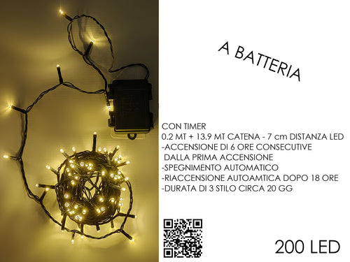 Catena Bianco Caldo 200 Led per Esterno