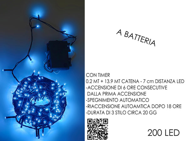 Catena Bianco Freddo 200 Led per Esterno