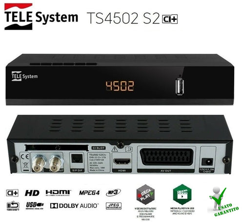 Decoder Satellitare TS4502 S2 CI+ DVB-S/S2 TELESYSTEM Ricondizionato