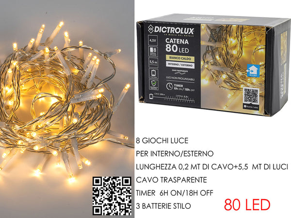 Catena 80 led per esterno bianco caldo