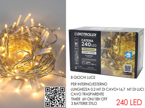 Catena 240 LED per esterno bianco caldo