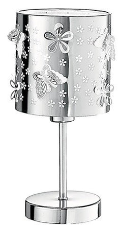 Abat Jour Moderna Acciao Intaglio Fiori Farfalle Lampada da Tavolo Moderna E14