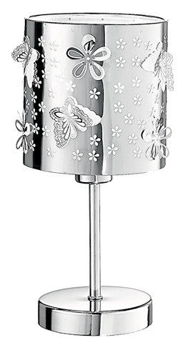Abat Jour Moderna Acciao Intaglio Fiori Farfalle Lampada da Tavolo Moderna E14