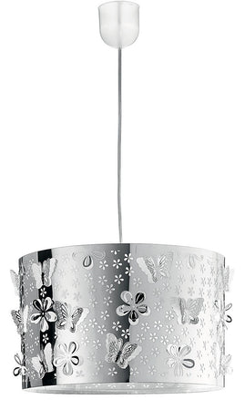 Lampadario Sospensione Circolare Acciao Intaglio Fiori Farfalle Moderno E27