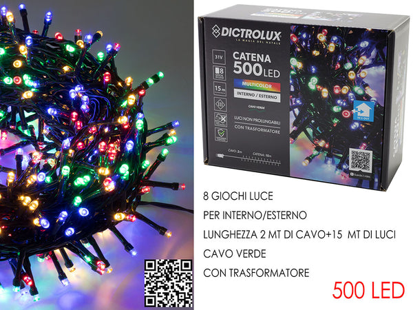 500 Luci led multicolor per esterno