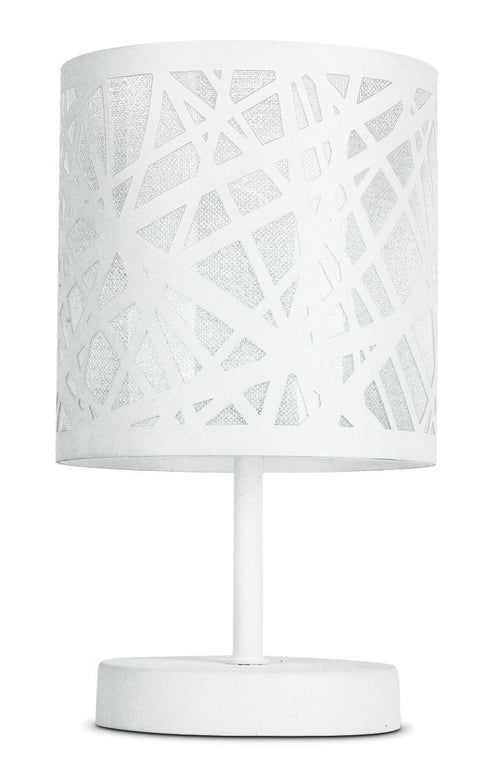 Lampada da Tavolo decoro Astratto Intagliato Acciaio Bianco Abat jour Moderna E14
