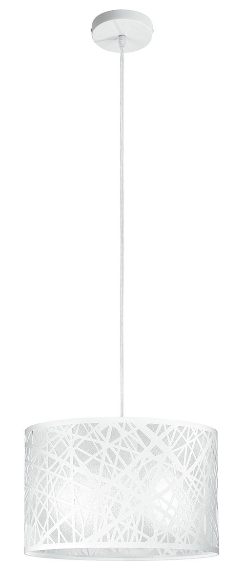 Lampadario Sospeso Circolare Acciaio Bianco decoro Astratto Intagliato Interno Moderno E27