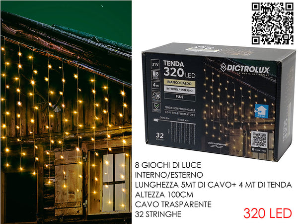 Tenda bianco caldo 4mt 320led