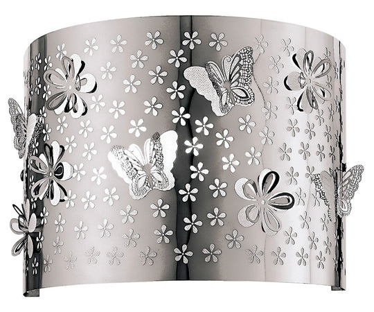 Applique Acciaio Intaglio Fiori Farfalle Interno Moderno E14