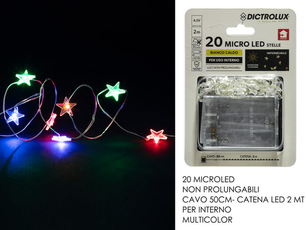 Filo Nudo 20 Led con Stelle Multicolore