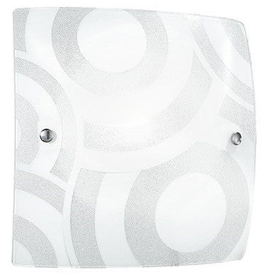 Plafoniera decoro Cerchi Bianco Quadrata Vetro Graniglia Interno Moderno E27