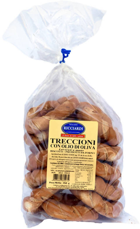 450gr. Taralli Maxi con Finocchietto con Olio di Oliva Treccioni Artigianali Italiani Fatti a Mano Biscotti Ricciardi