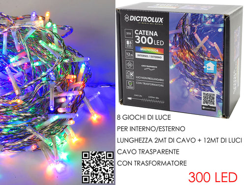 300 led multicolor cavo trasparente