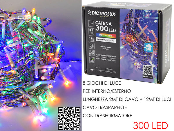 300 led multicolor cavo trasparente