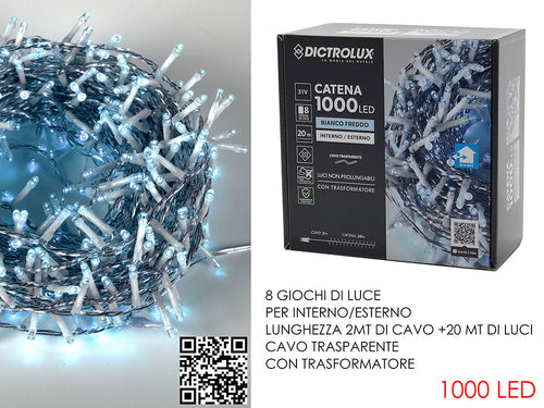 1000 led bianco freddo cavo trasparente