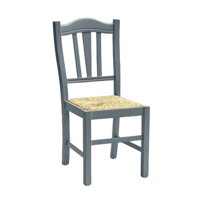 MOBILI 2G - Set 2 sedie country legno grigio seduta paglia 43x48x95