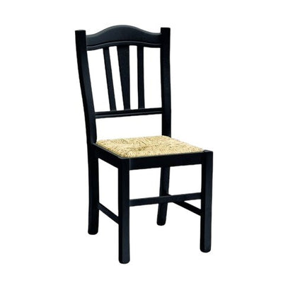 MOBILI 2G - Set 2 sedie country legno nero seduta paglia 43x48x95