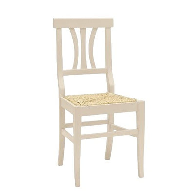 MOBILI 2G - Set 2 sedie classiche legno beige seduta paglia 43x42x90
