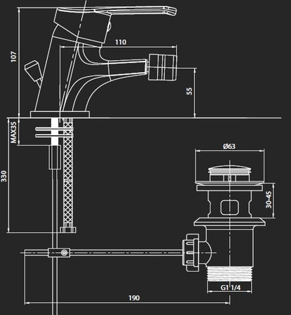 Tecom serie Timeless miscelatore per bidet monocomando finitura cromata lucida