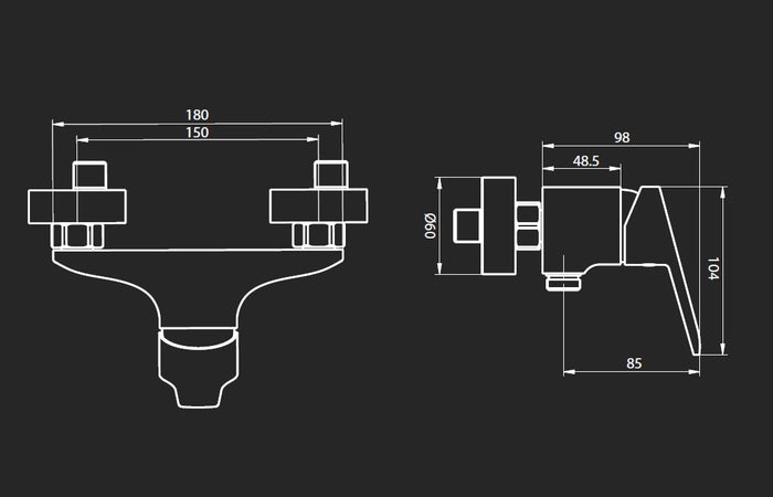 Tecom serie Timeless miscelatore per doccia esterno monocomando finitura cromata lucida