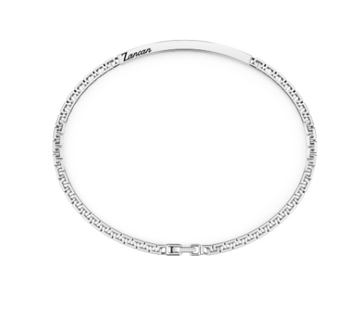 Zancan   Bracciale  in argento con targa e pietre nere.