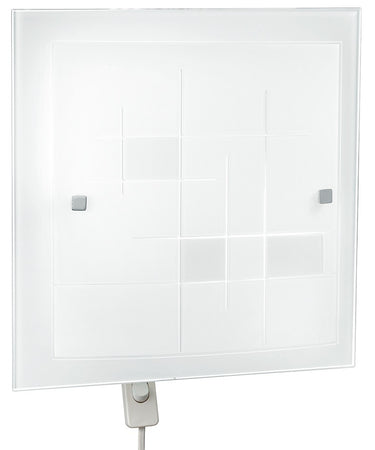 Plafoniera Lampada Classica Quadrata Vetro Cornice decoro Quadri Interno E27